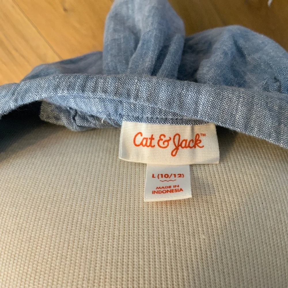 Cat & Jack Blue Square-Necked Dress with Embroidery